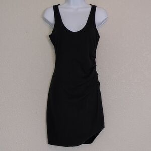 Athleta black ruched sleeveless tank bodycon asymmetrical mini dress